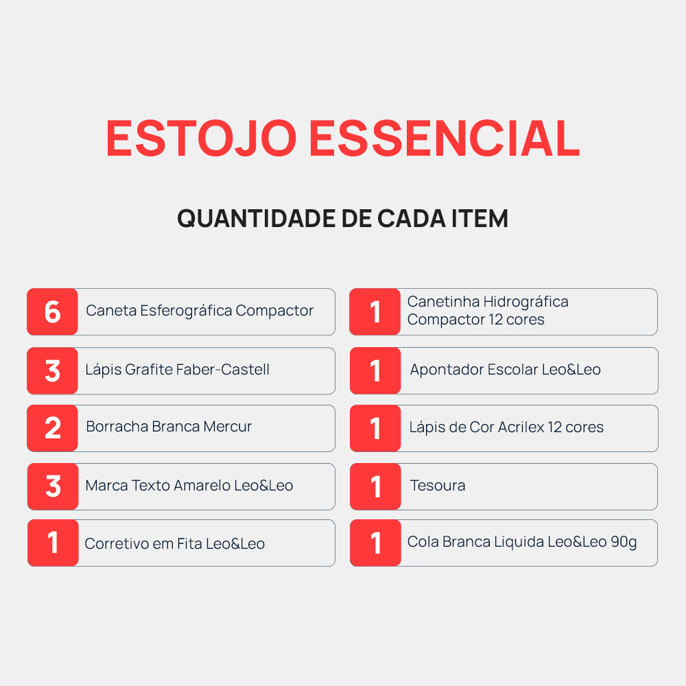 Kit Estojo Essencial - Material Escolar